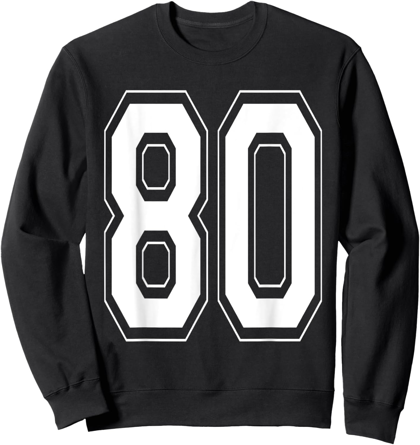 Number 80 Baseball Football Soccer Numbered Jersey Sweatshirt - Sweatshirt | Black