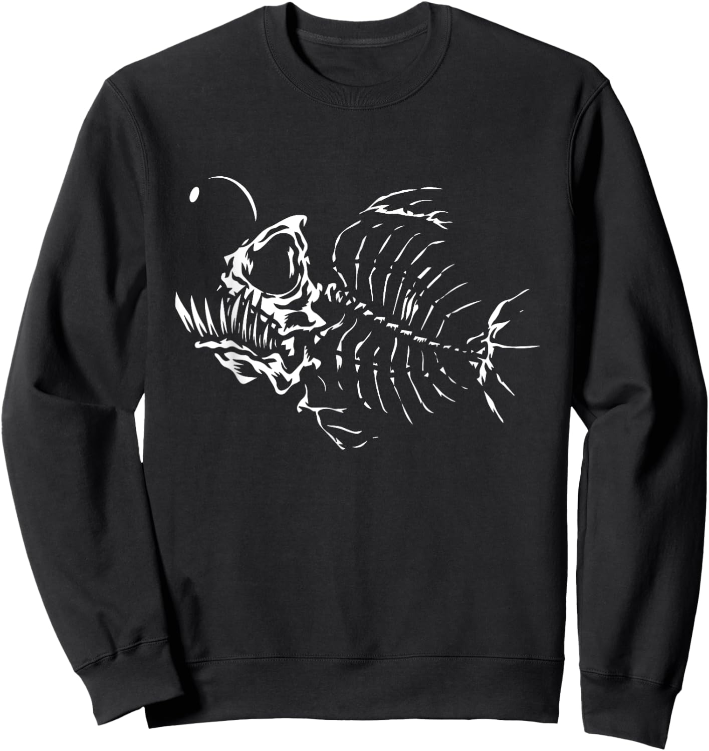 Angle Fish Skeleton Halloween Costume Scary Deep Sea Animal Sweatshirt - Sweatshirt | Black