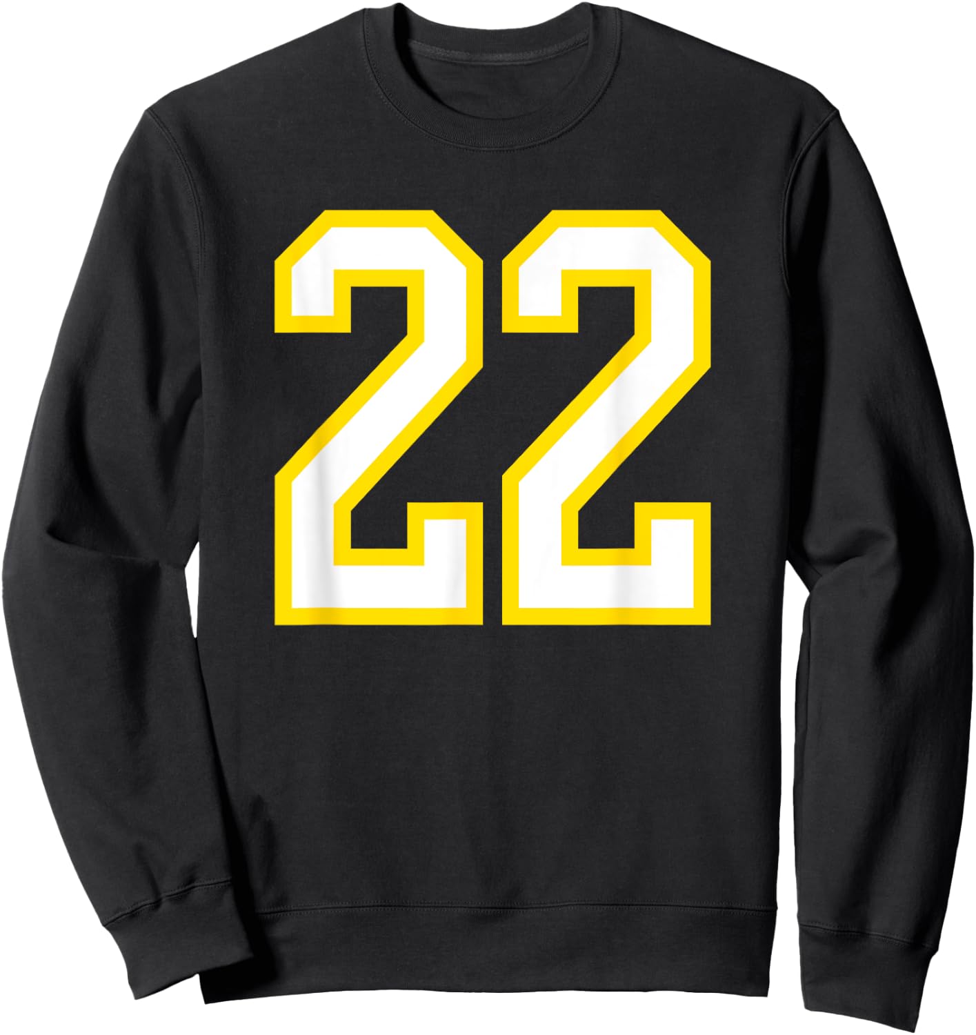 Number #22 Sport Yellow White Varsity Number 22 Sweatshirt - Sweatshirt | Black