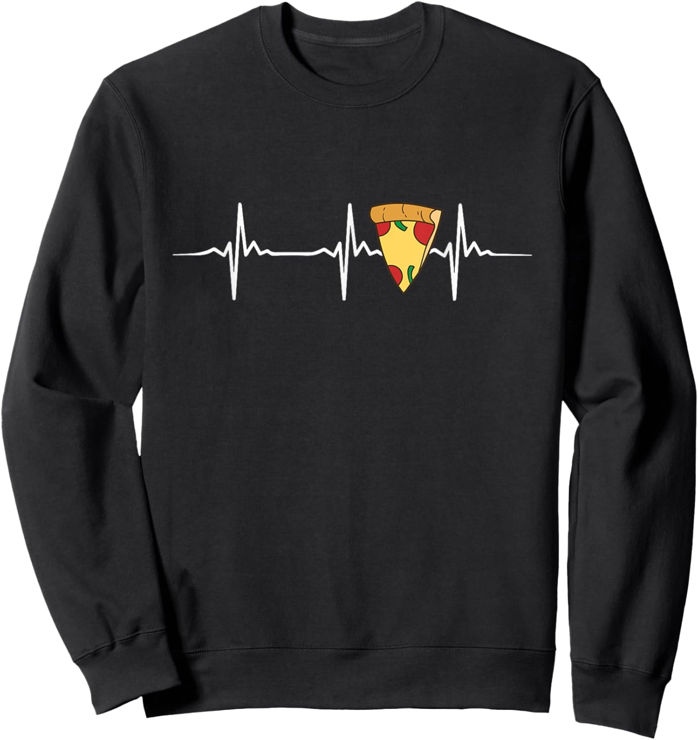Pizza Heartbeat - Food Lover Foodie Funny Pizza Sweatshirt - Sweatshirt | Black