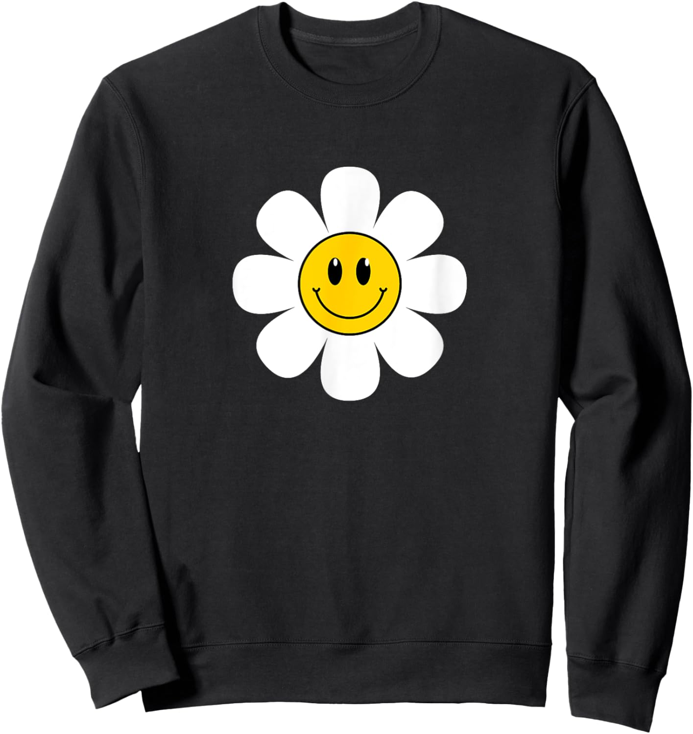 Happy Face Flower Sweatshirt - Sweatshirt | Black