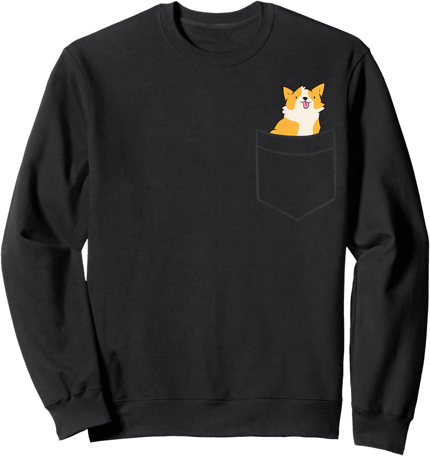Corgi Dog In Pocket Pembroke Welsh Corgi Women Girls Kids Sweatshirt - Sweatshirt | Black