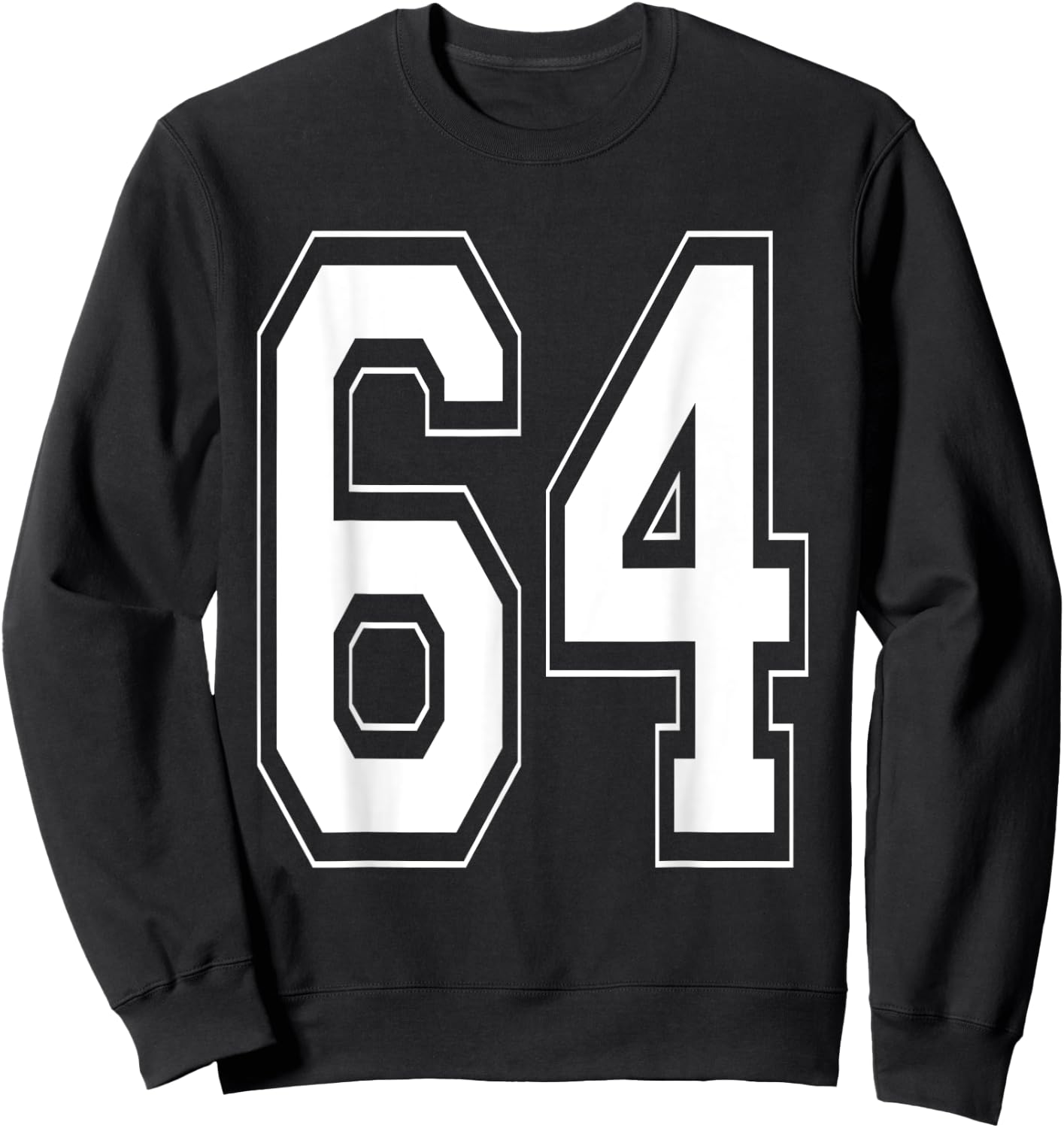 Number 64 Baseball Football Soccer Numbered Jersey Sweatshirt - Sweatshirt | Black
