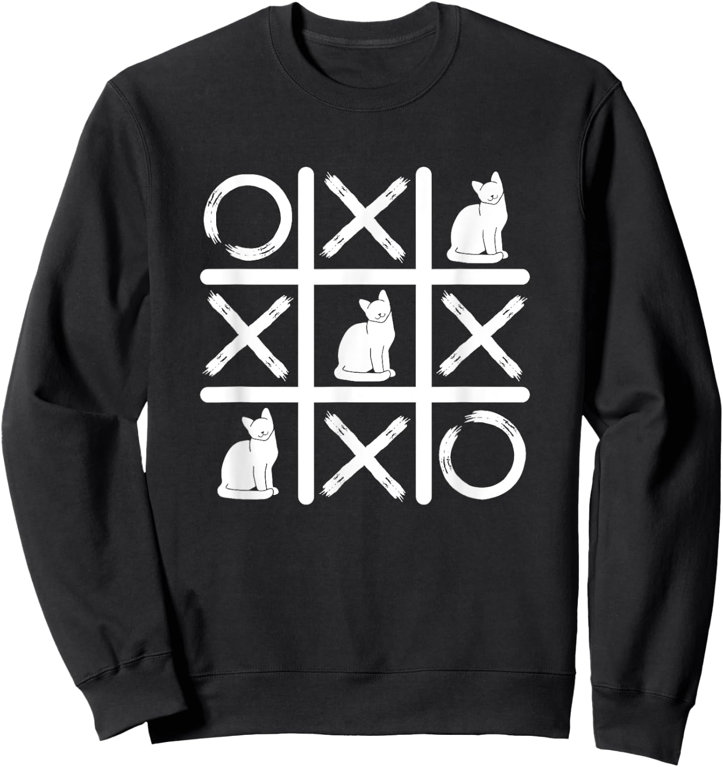 Tic Tac Toe Crosses Cat Kitten Pet Tic Tac Toe Cat Sweatshirt - Sweatshirt | Black