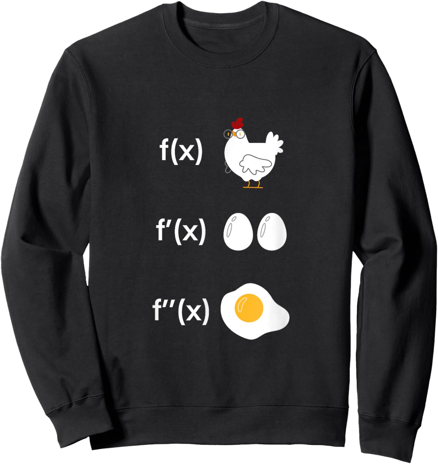 Derivative Function Math Teacher Fried Egg Derivative Chicken Men Women Sweatshirt - Sweatshirt | Black