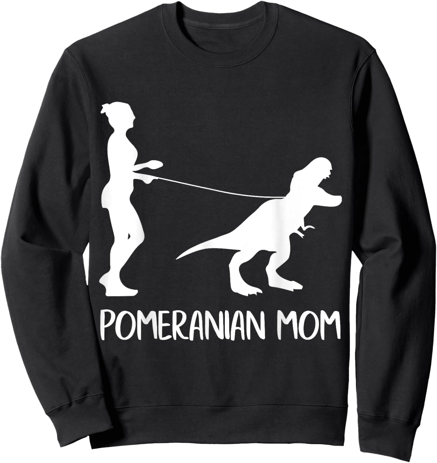Pomeranian Mom Dog Dinosaur Mothers Day Pomeranian Mama Sweatshirt - Sweatshirt | Black