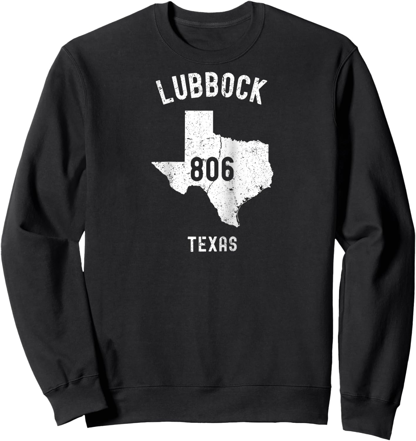 Lubbock Texas TX 806 Vintage Athletic Style Raglan Baseball Sweatshirt - Sweatshirt | Black