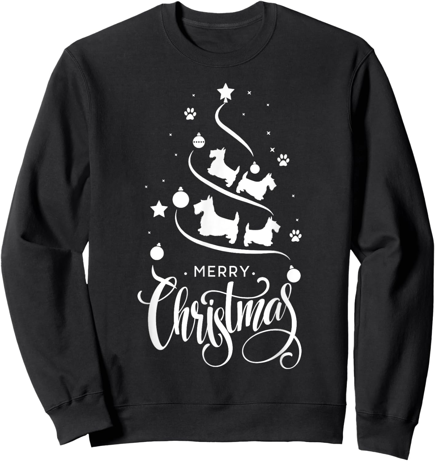 Scottish Terrier Dog Owners Gifts Christmas Tree Dog Lovers Sweatshirt - Sweatshirt | Black