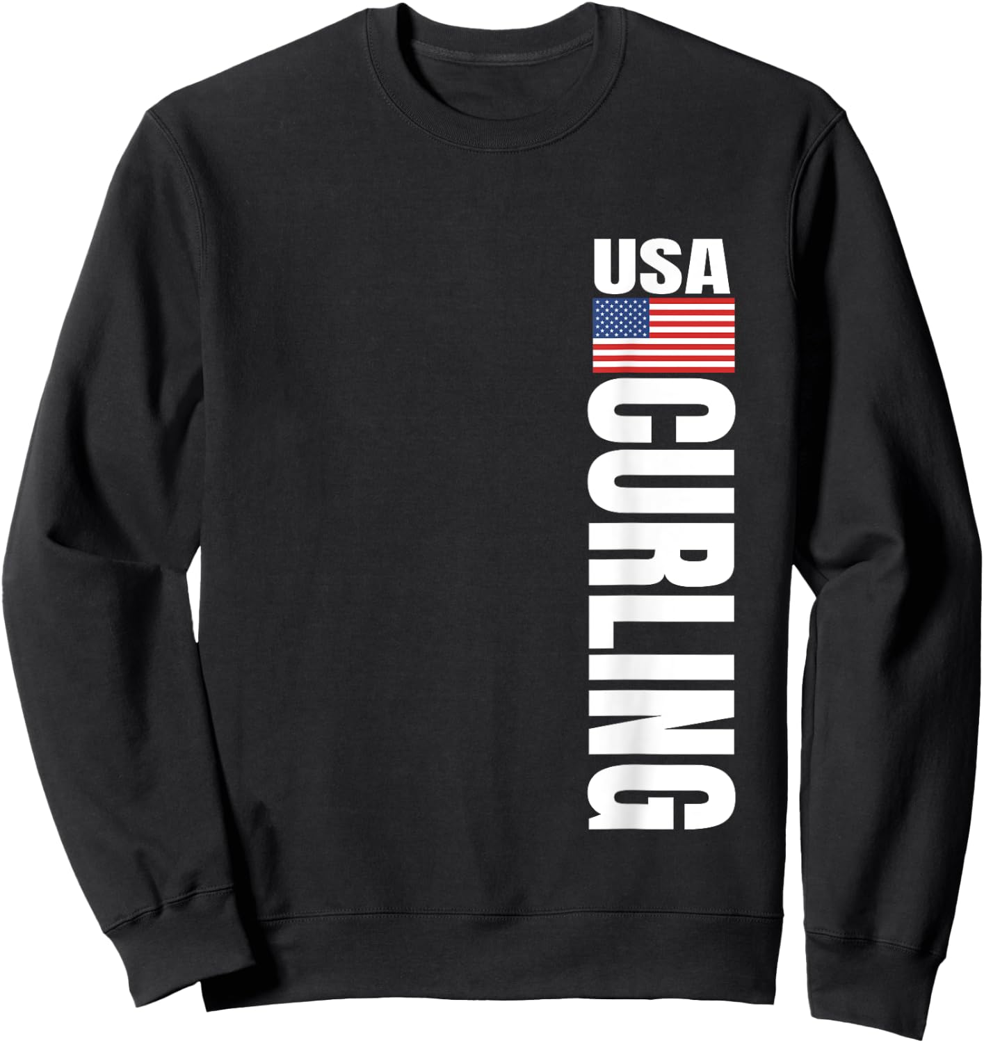 Curling USA Team American Flag Rink Women Men Sweatshirt - Sweatshirt | Black