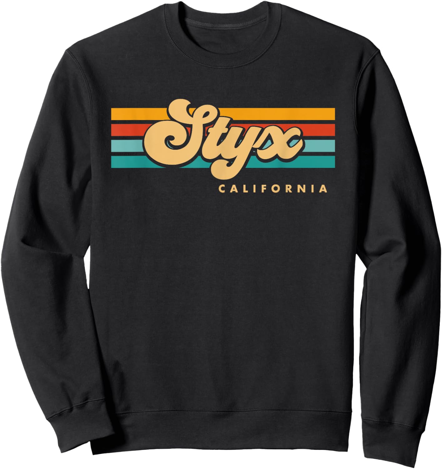 Vintage Sunset Stripes Styx, California Sweatshirt - Sweatshirt | Black