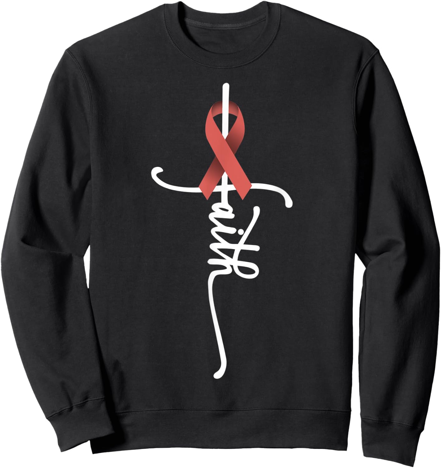 Uterine Cancer Faith Endometrial Cancer Awareness Support Sweatshirt - Sweatshirt | Black