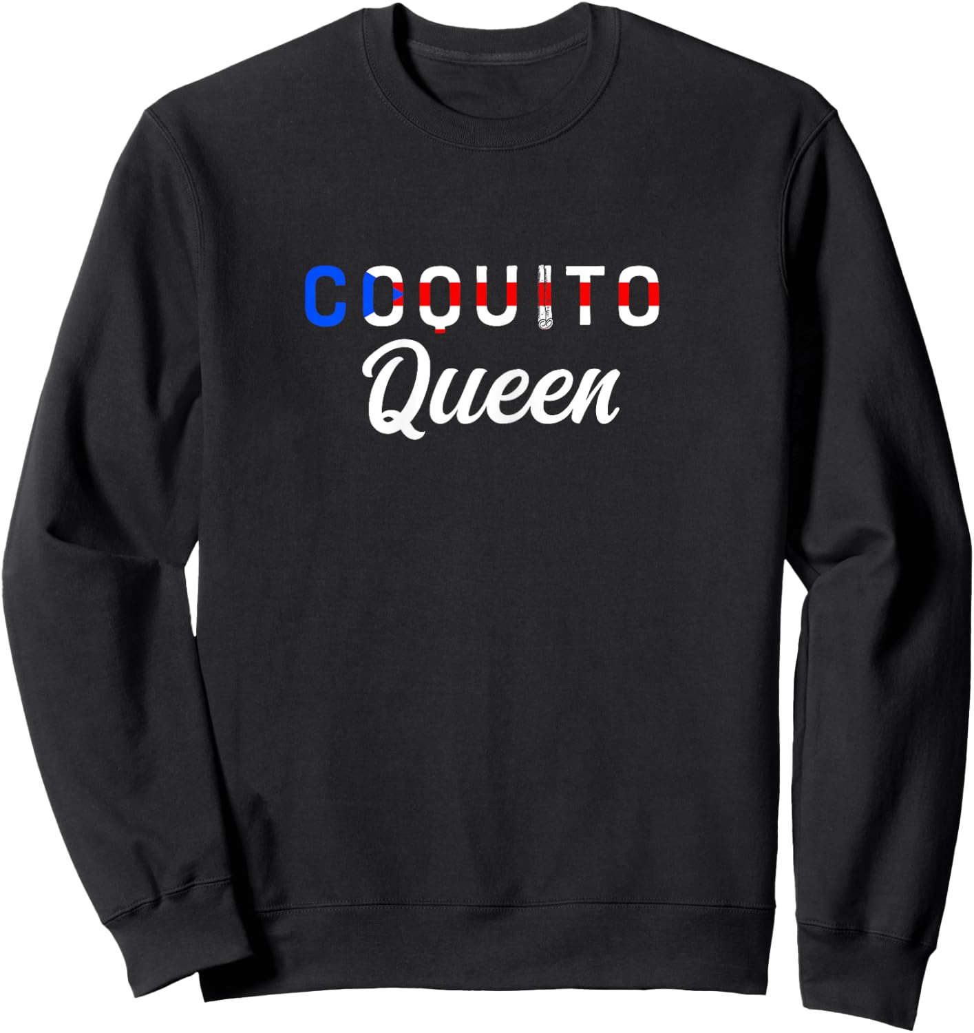 Puerto Rican Christmas Coquito Design Coquito Queen - Black, X-Small - Women's, Short Sleeve, , Ribbed Cuff, Cotton 65%, Polyester 35% Sweatshirt - Sweatshirt | Black
