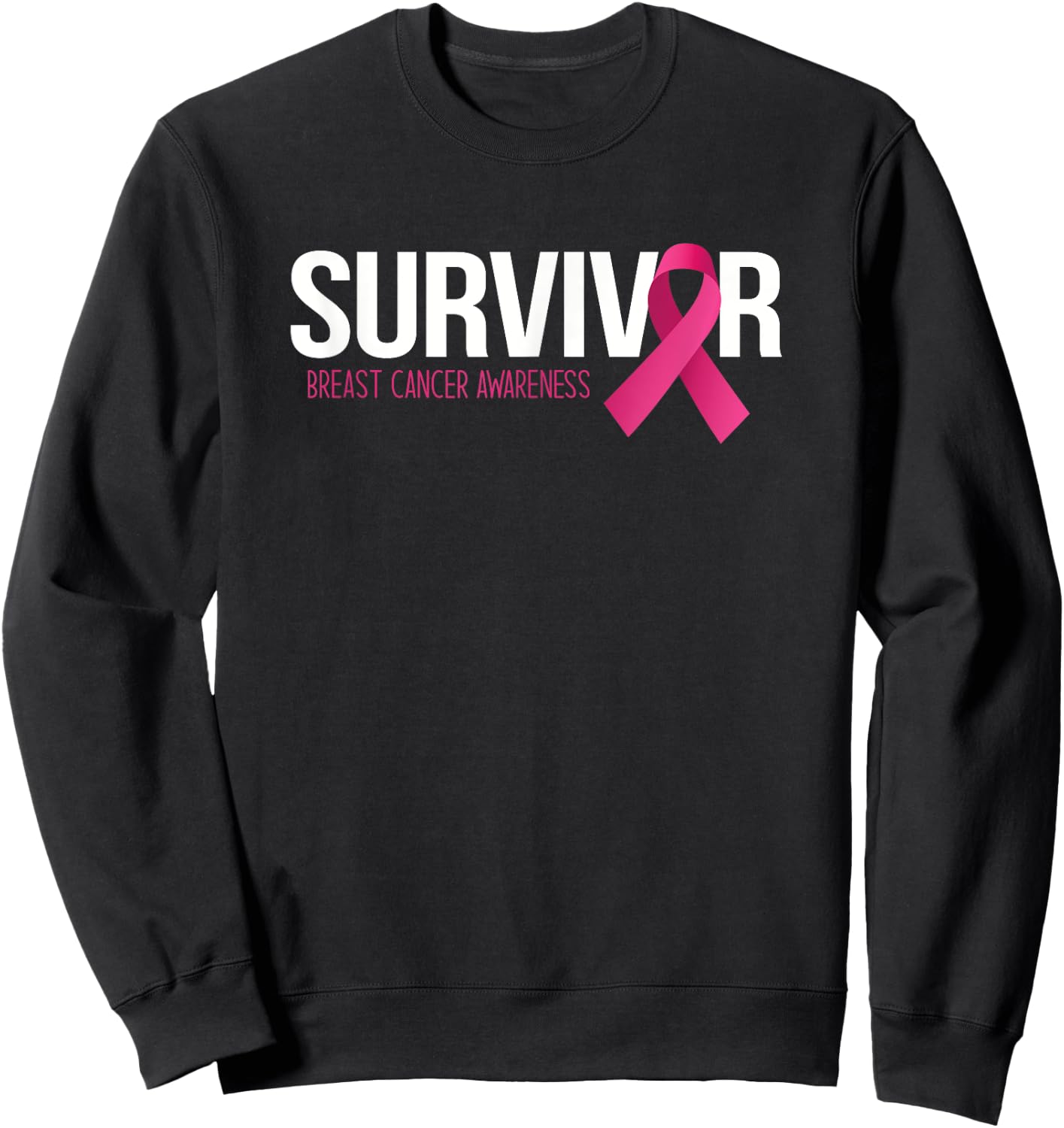 Survivor Breast Cancer Awareness Month Pink Ribbon Sweatshirt - Sweatshirt | Black