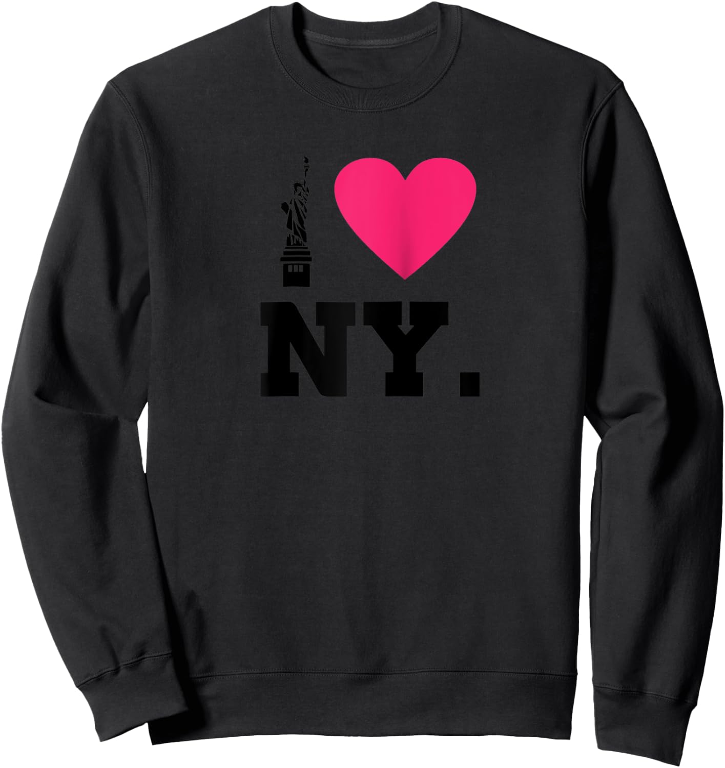 I Heart NY : Statue of Liberty New York Heart Raglan Baseball Sweatshirt - Sweatshirt | Black