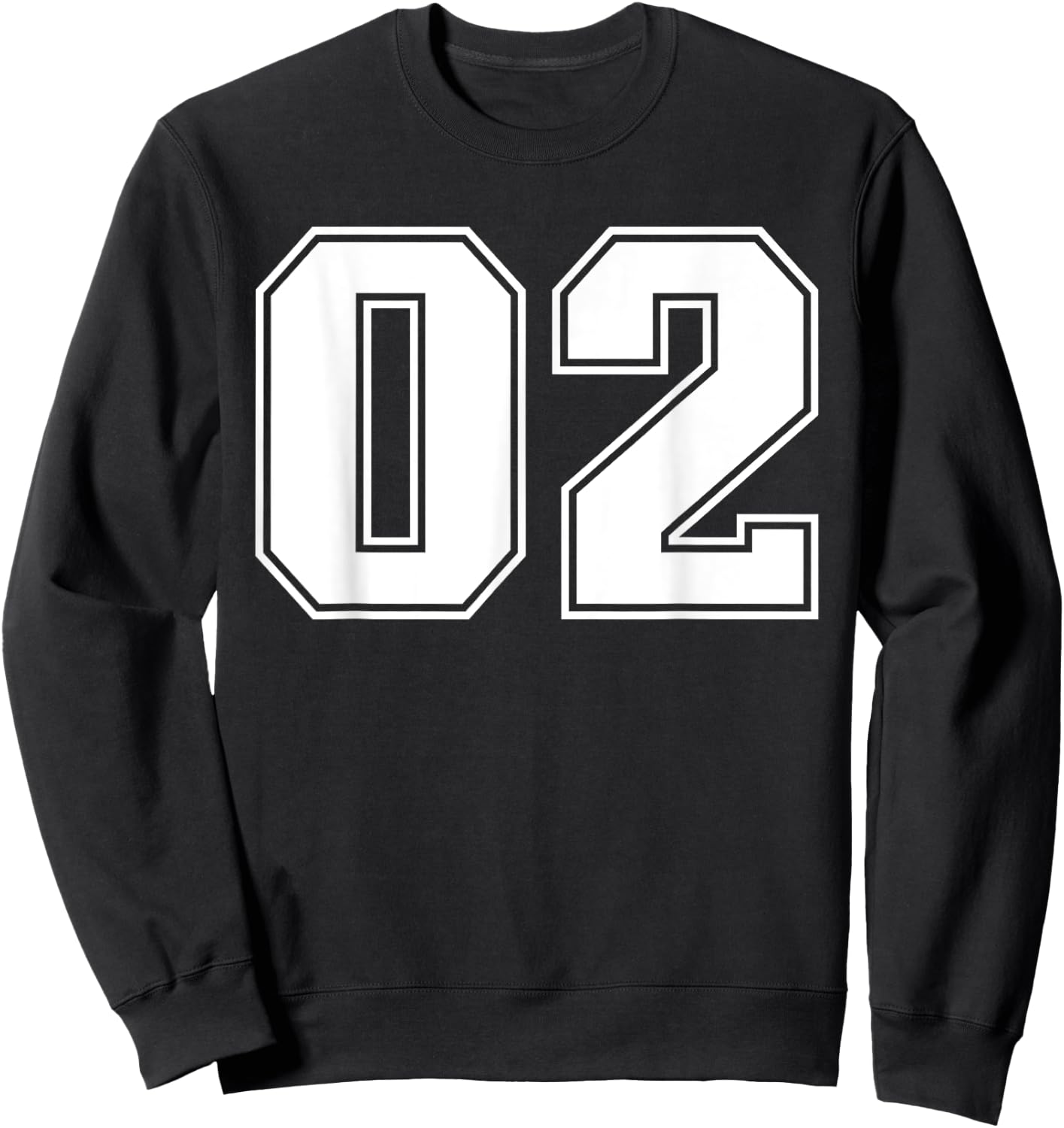 02 Jersey Number Baseball Football Soccer Halloween Birthday Sweatshirt - Sweatshirt | Black