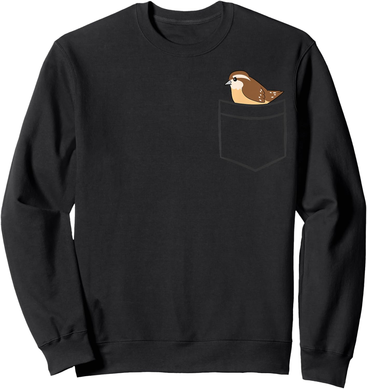 Wren Bird In a Pocket Cute Pocket Wren Sweatshirt - Sweatshirt | Black