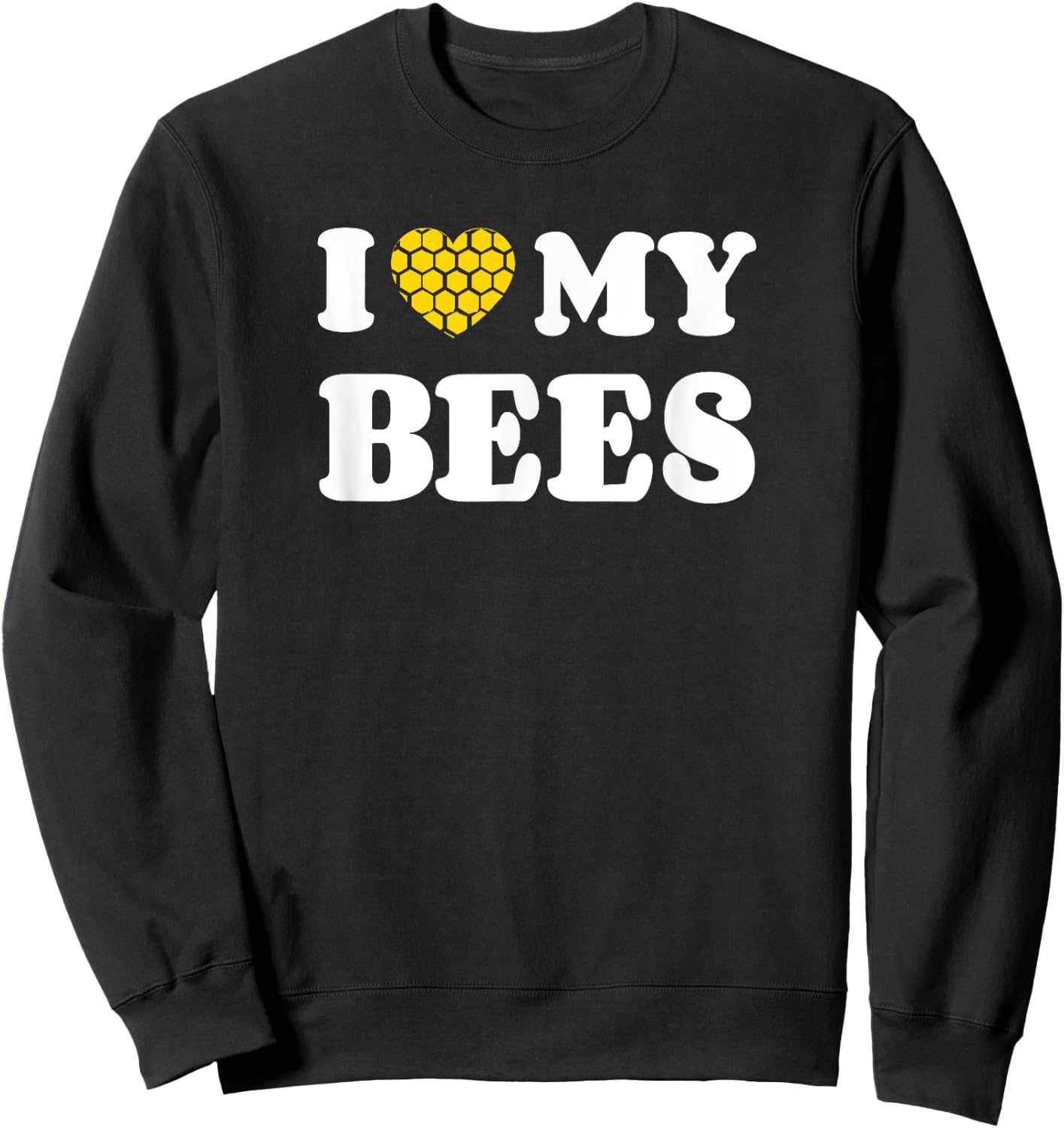 I Love My Bees Honeycomb Heart Sweatshirt - Sweatshirt | Black