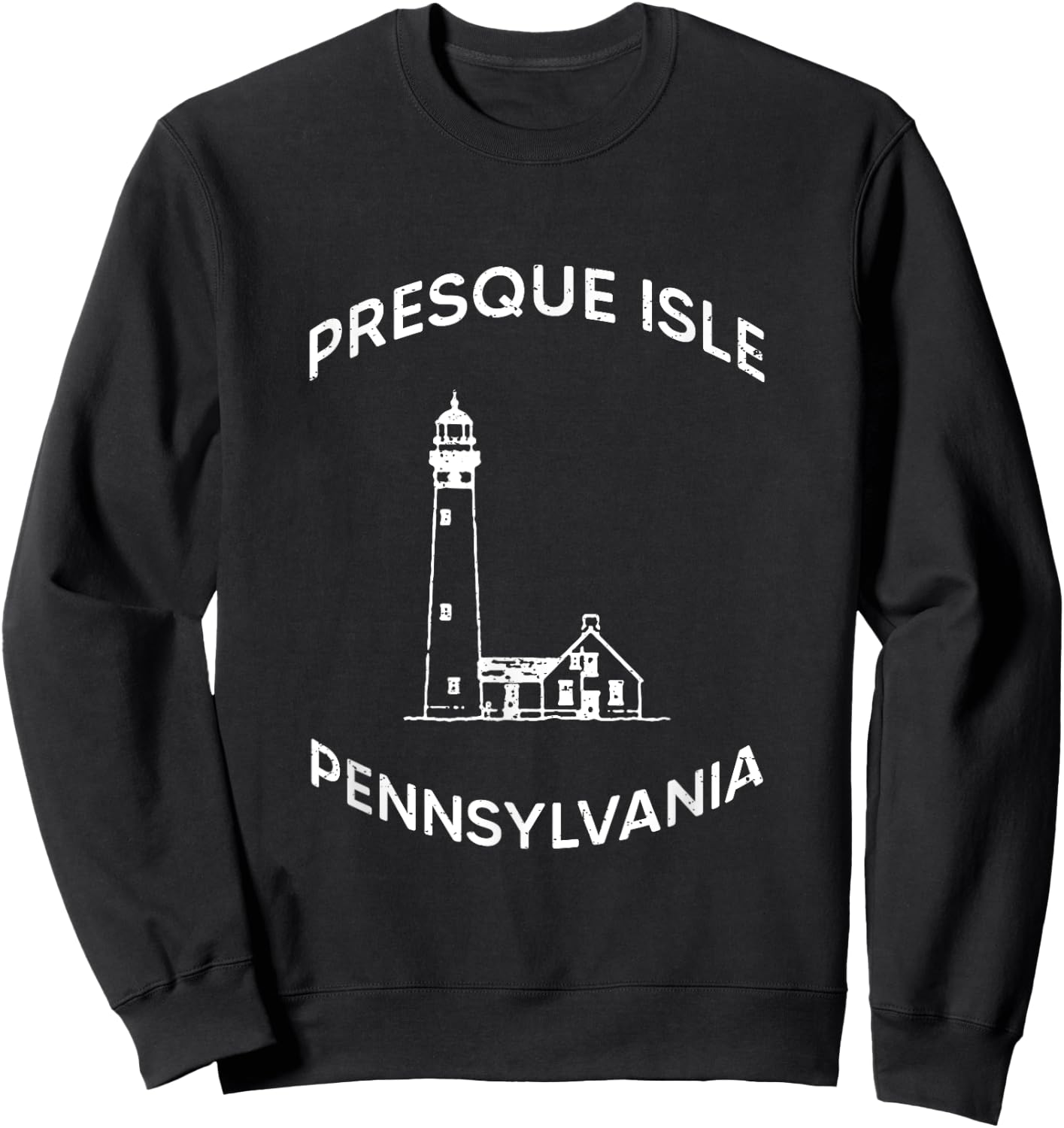 Presque Isle Lighthouse In Lake Erie Pennsylvania Souvenir Sweatshirt - Sweatshirt | Black