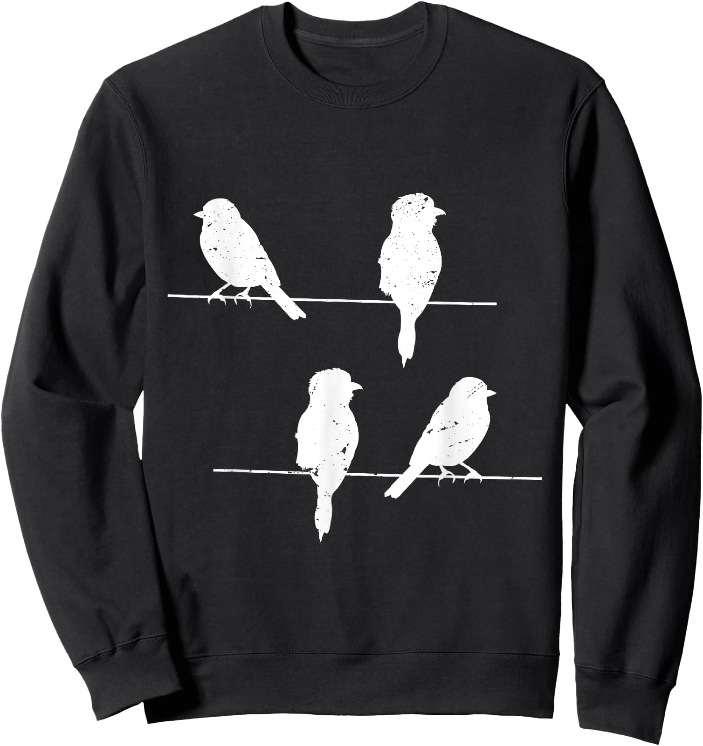 Birds On A Wire Funny and Cute Bird Lover Graphic Sweatshirt - Sweatshirt | Black