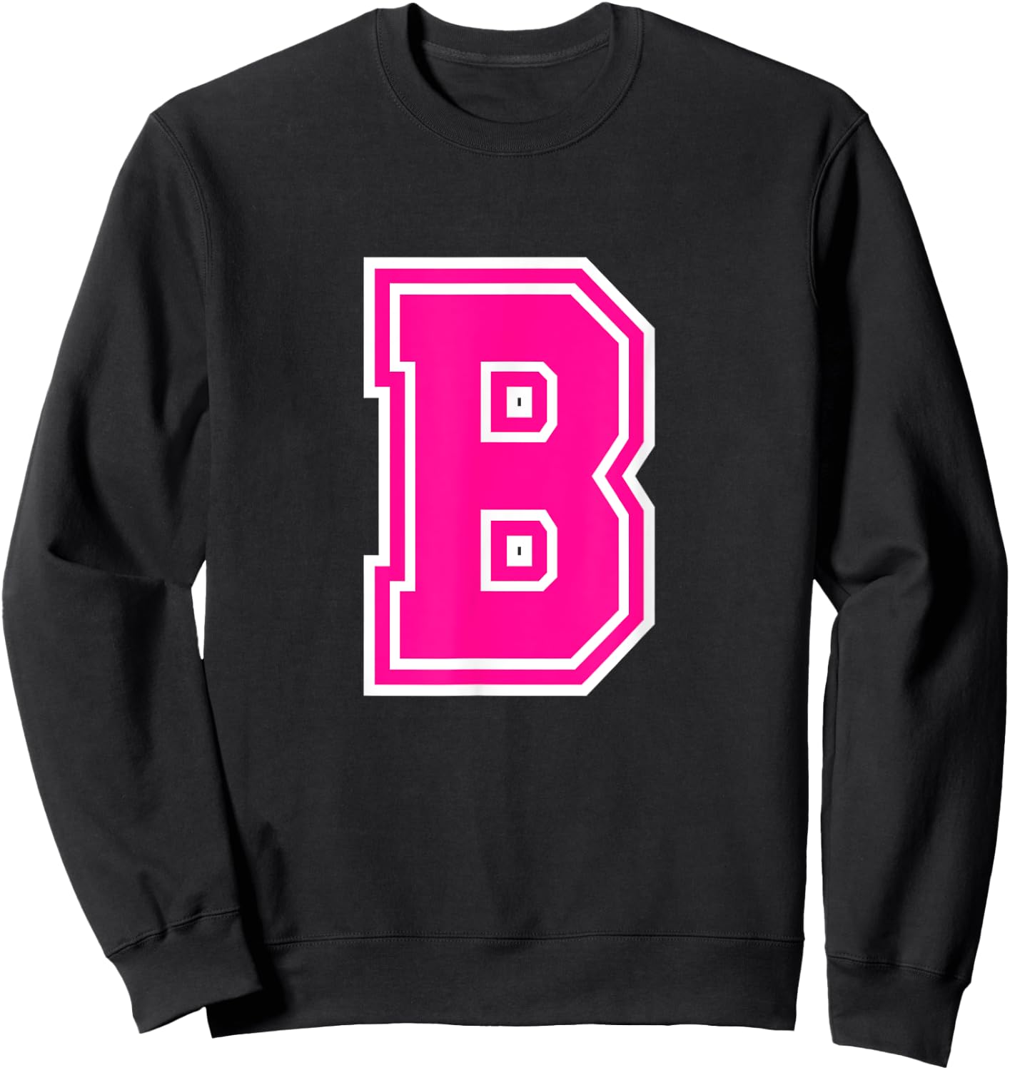 Letter B Pink Monogram Initial Sweatshirt - Sweatshirt | Black