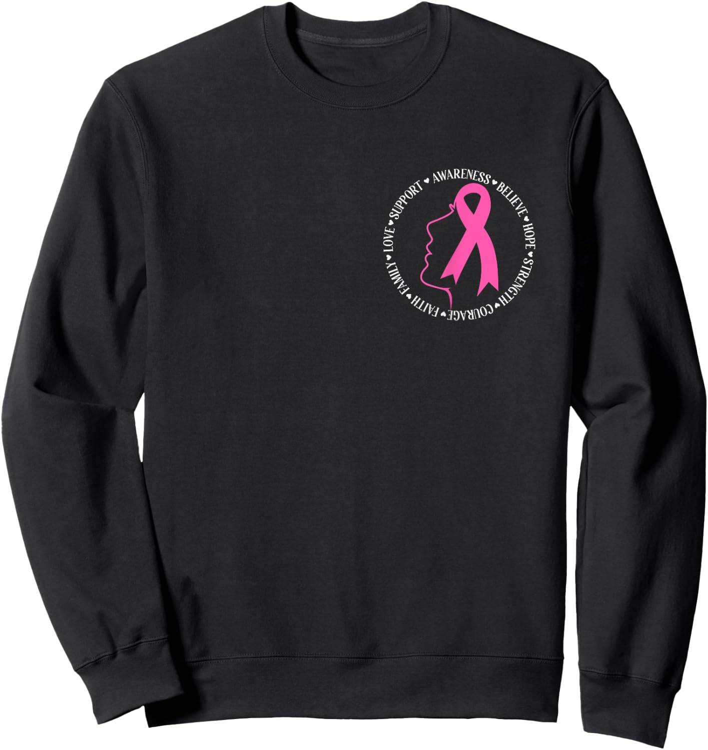 Breast Cancer Awareness Pink Ribbon Support Squad Cancer Sweatshirt - Sweatshirt | Black