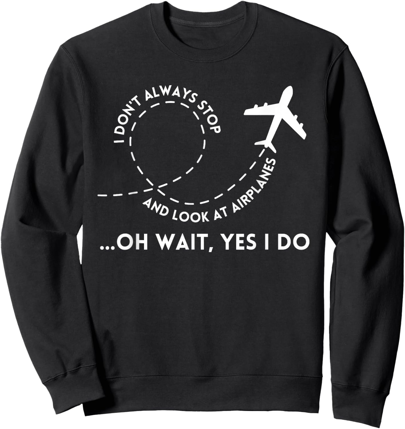 I Don't Always Stop And Look At Airplanes Funny Quote Sweatshirt - Sweatshirt | Black