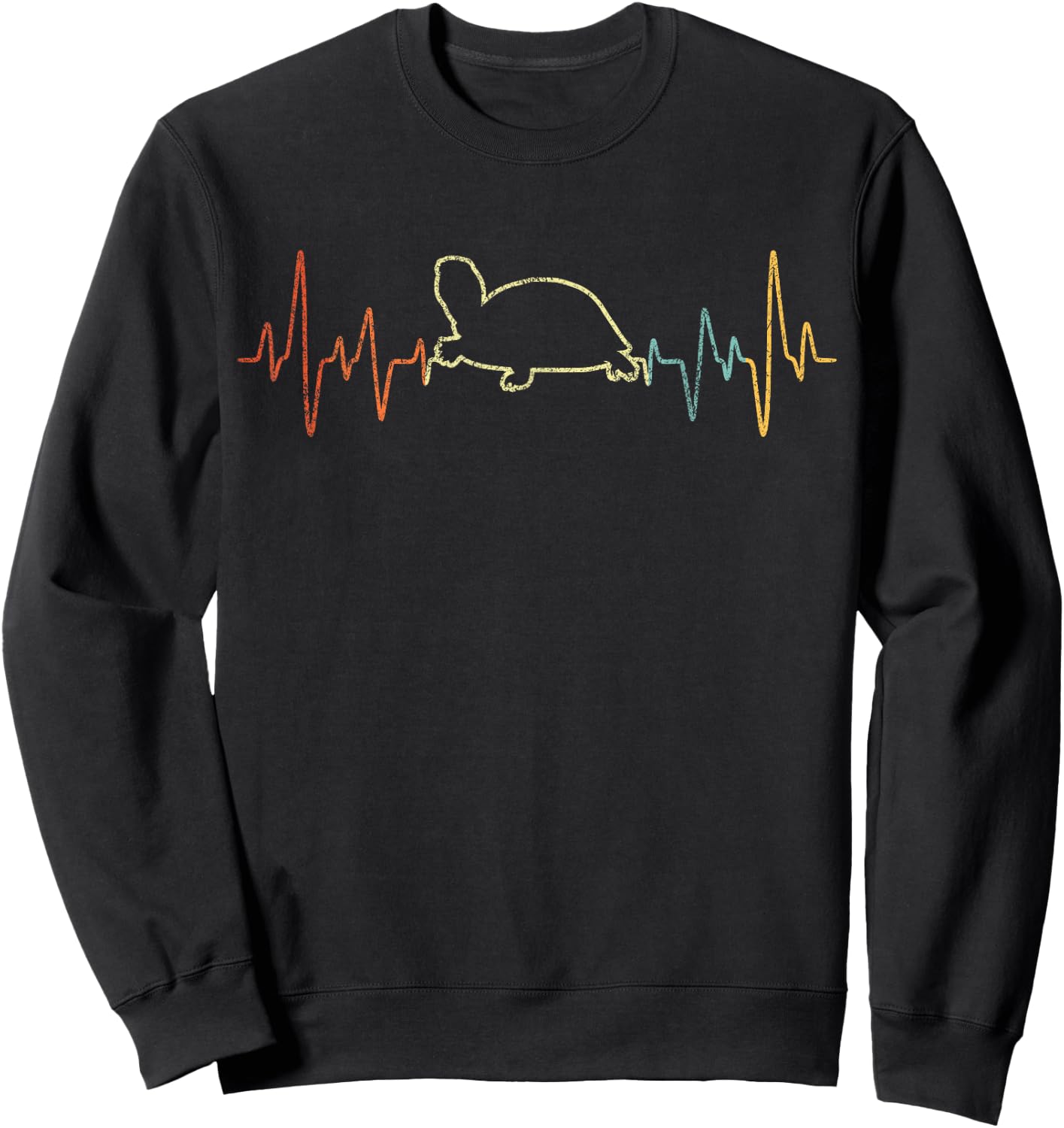 Retro Heartbeat Tortoises Turtle Lover Funny Tortoise Sweatshirt - Sweatshirt | Black