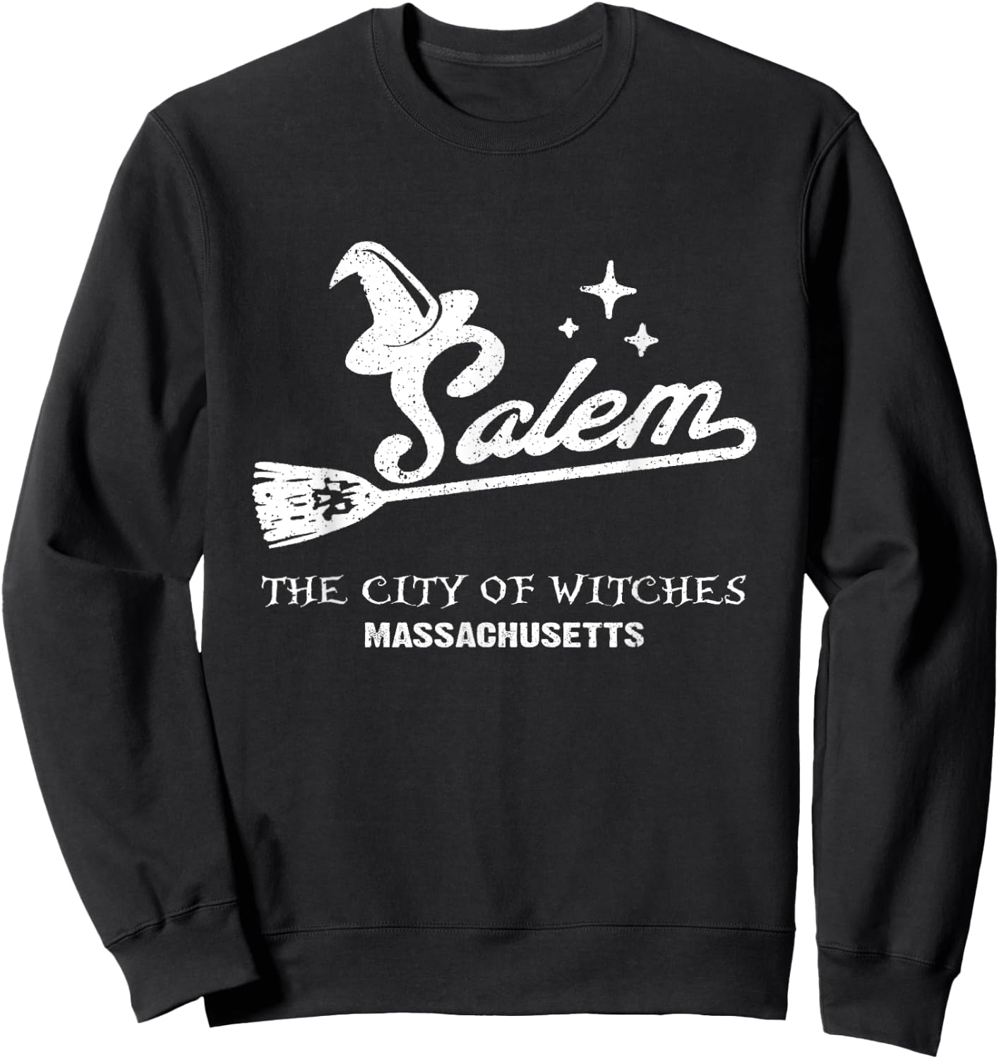 Vintage Salem Massachusetts Halloween City Of Witches Sweatshirt - Sweatshirt | Black