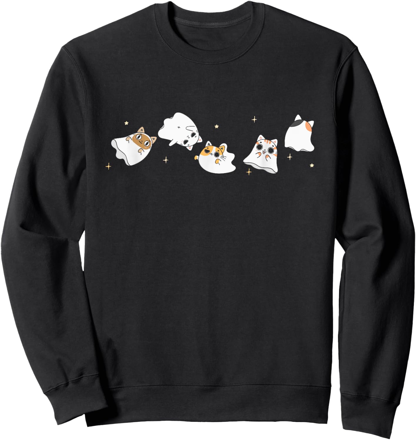 Cat Ghost Halloween Costume Spooky Cute Kawaii Animal Sweatshirt - Sweatshirt | Black