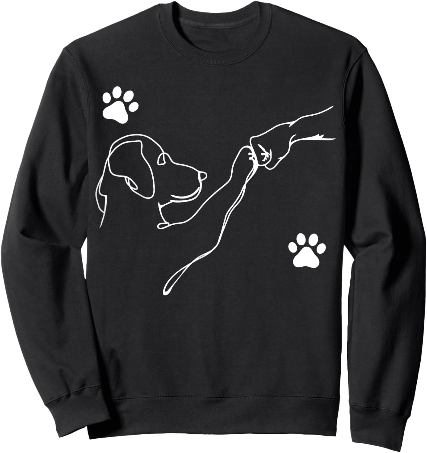 Dog and People Punch Hand Dog Friendship Fist Bump Dog's Paw Sweatshirt - Sweatshirt | Black