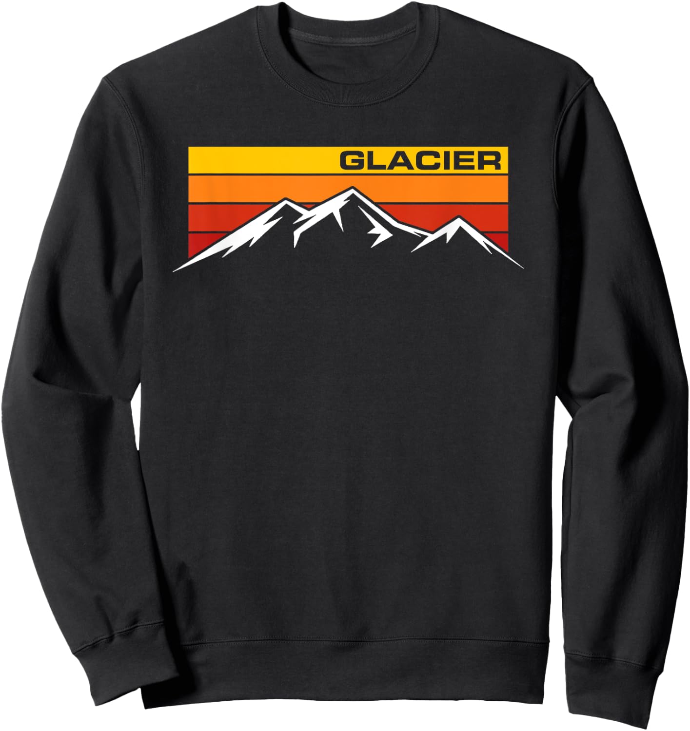 Glacier National Park Retro Mountain Line Hiking Souvenir Sweatshirt - Sweatshirt | Black