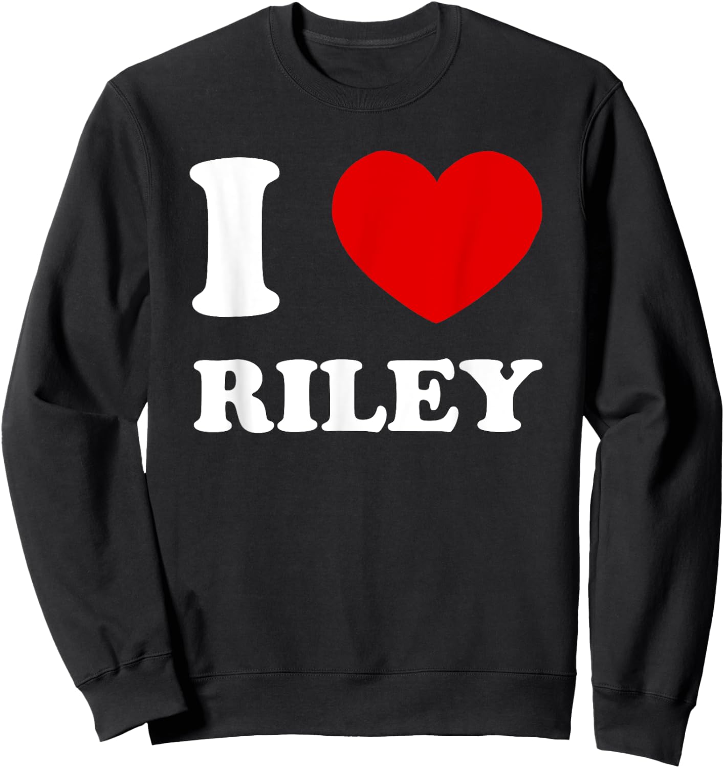 I Love Riley by Foxio -Adults Black Small Modern Lightweight Classic Fit Short Sleeve Letter Print Sweatshirt - Sweatshirt | Black