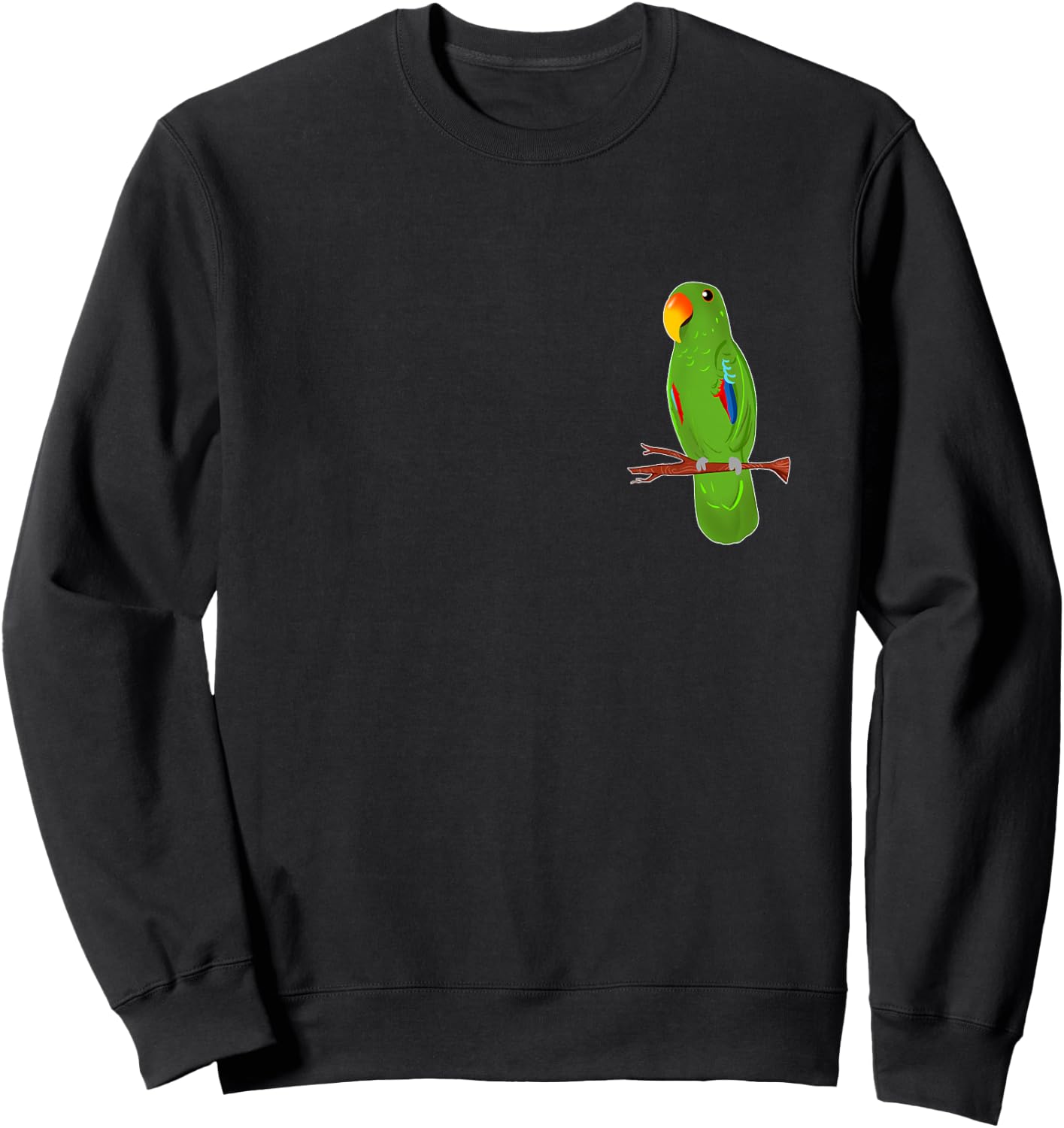 Green Eclectus Parrot Cute Drawing Sweatshirt - Sweatshirt | Black