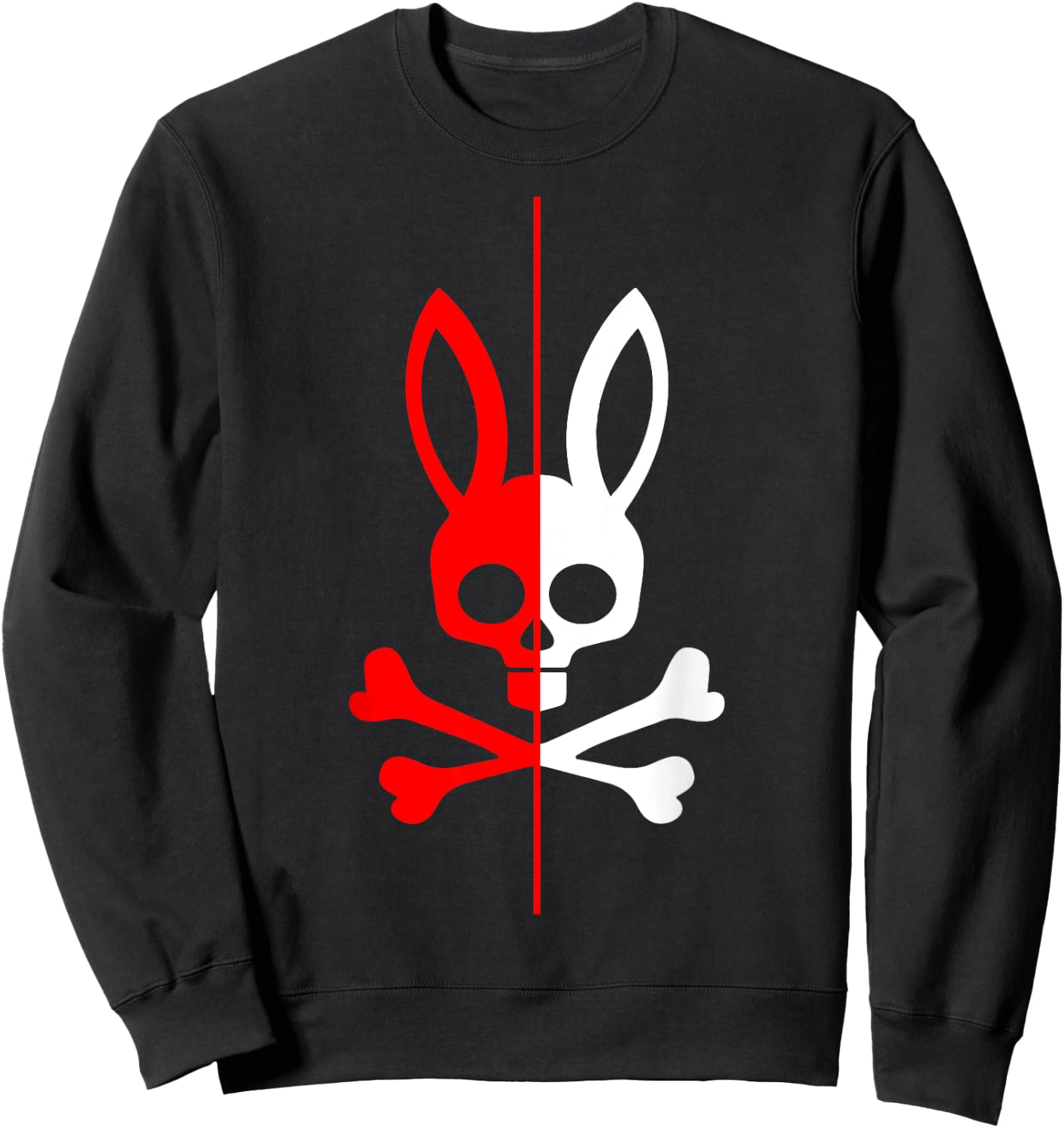 Scary Skull And Crossbones Bad Rabbit Horror Bunny Halloween Sweatshirt - Sweatshirt | Black