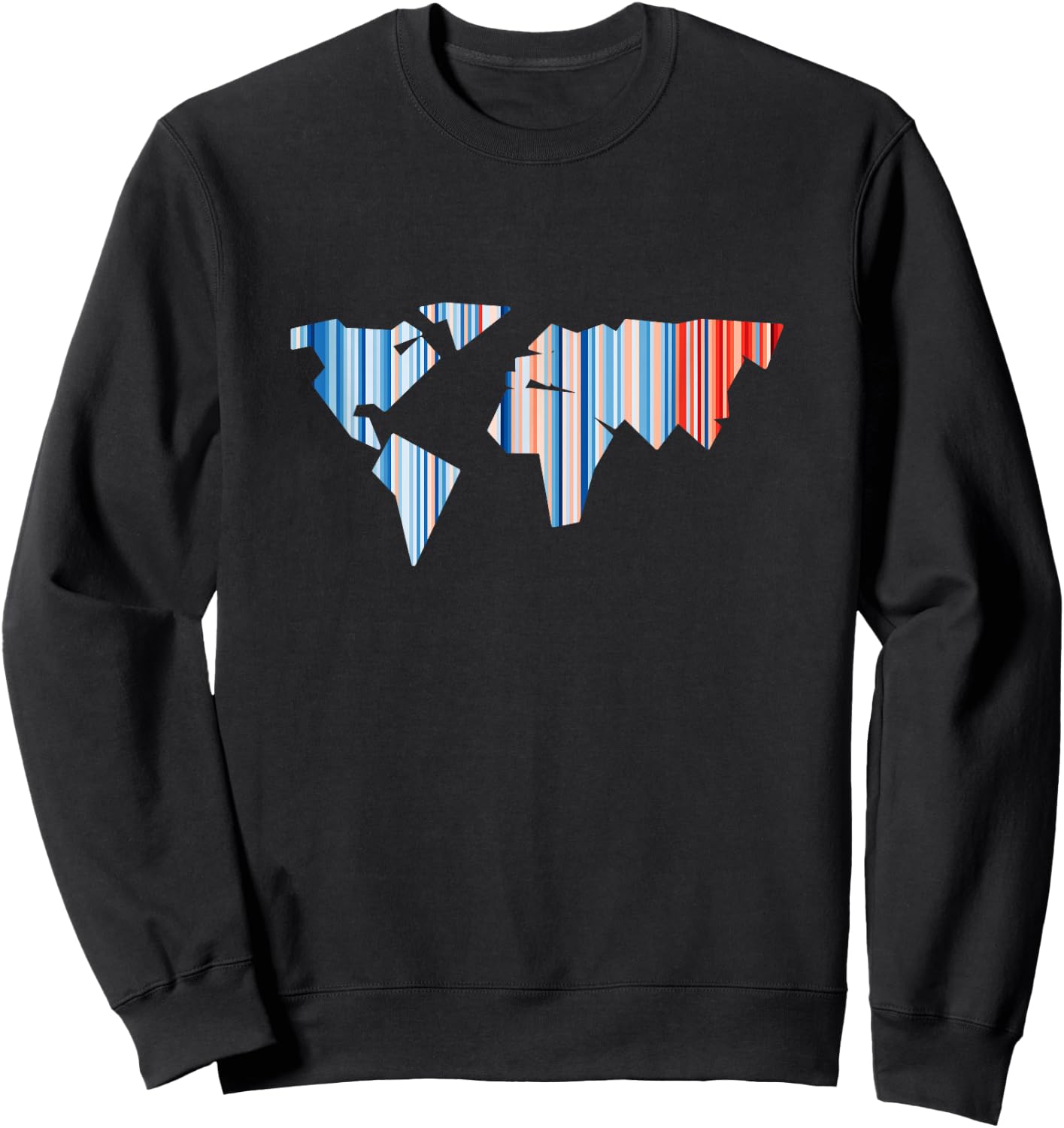 Climate Change - Warming Stripes - World Map Sweatshirt - Sweatshirt | Black