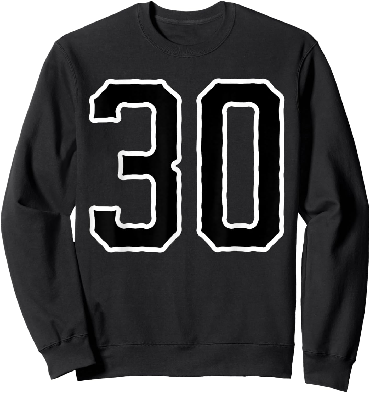 Jersey #30 White Black Sports Team Jersey Number 30 Sweatshirt - Sweatshirt | Black