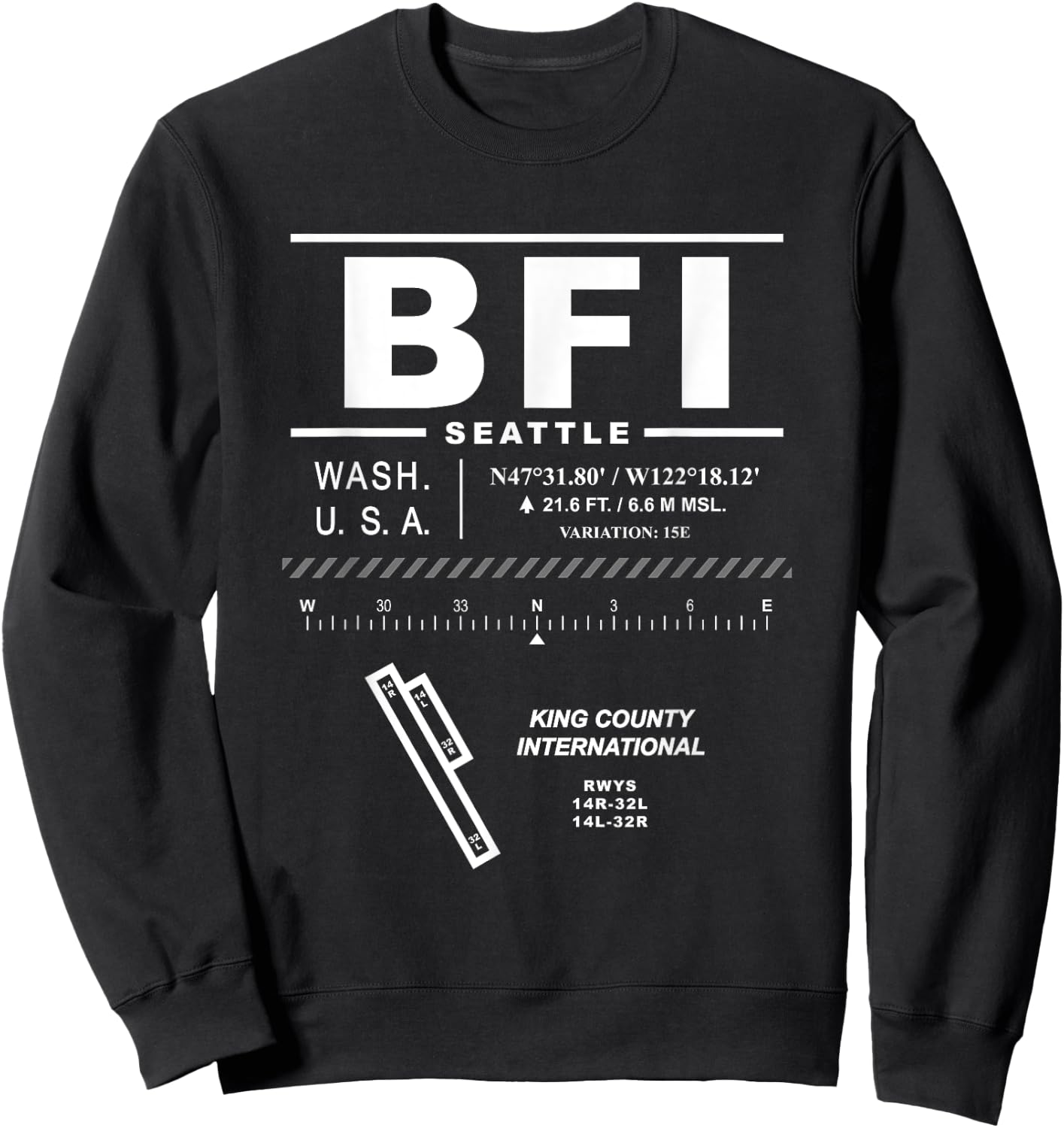 King County International Airport Seattle Washington BFI Sweatshirt - Sweatshirt | Black