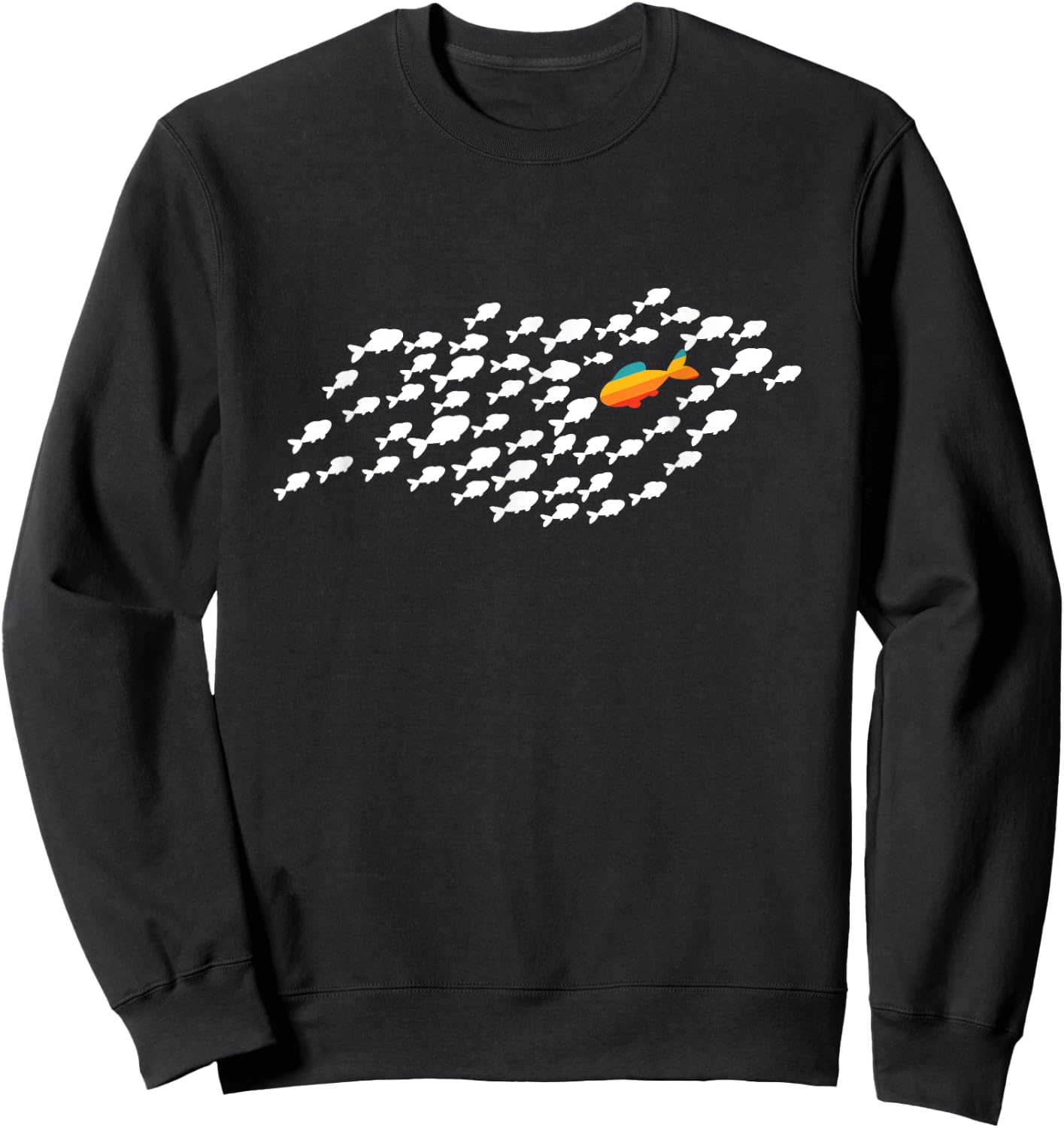 Fish Swimming Against The Current Be Yourself Gift -Adults, Kids Black Modern Casual Sweatshirt - Sweatshirt | Black