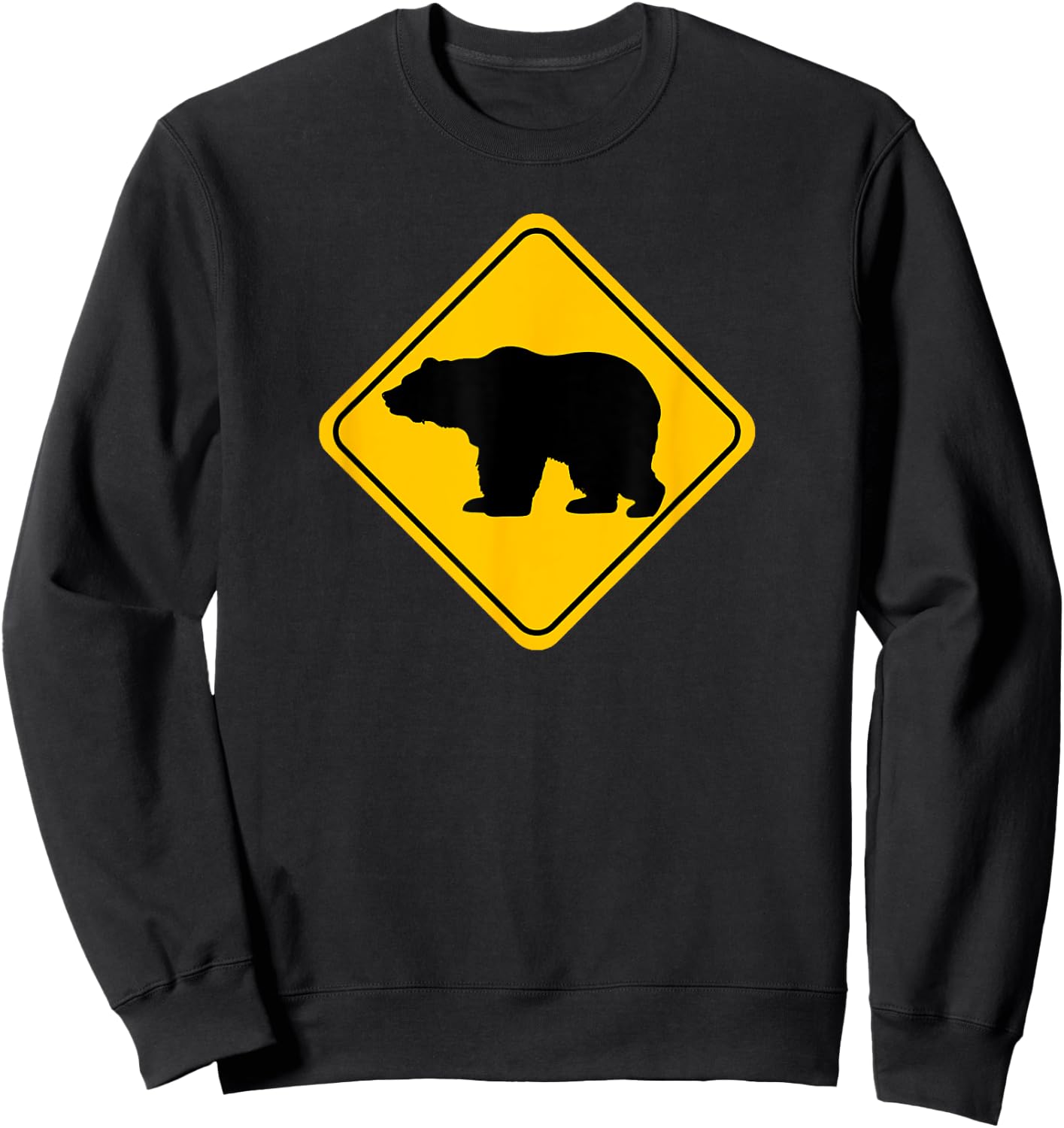 Bear Crossing Road Sign Grizzly Classic Minimalist Graphic Sweatshirt - Sweatshirt | Black