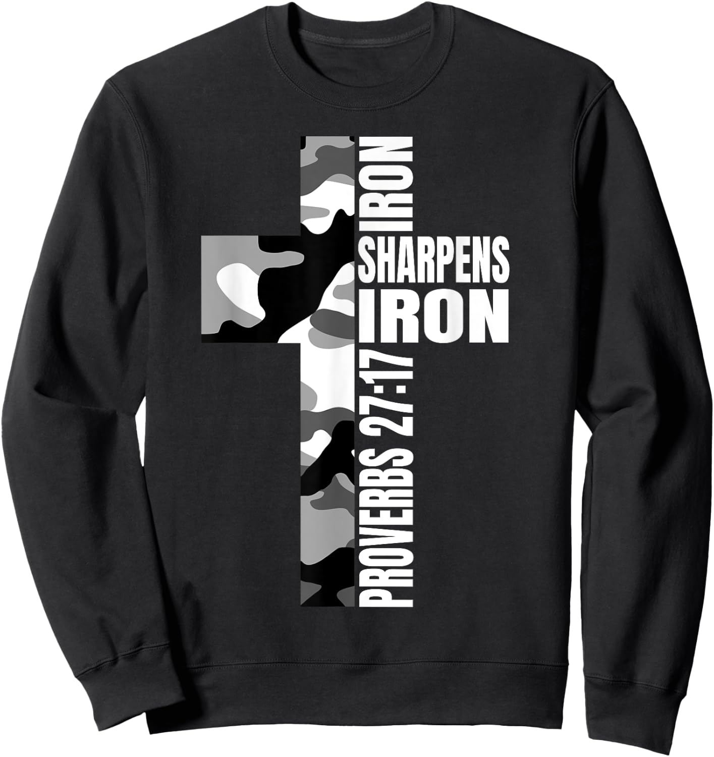 White Camo Iron Sharpens Iron Christian Verse Easter Couples Sweatshirt - Sweatshirt | Black