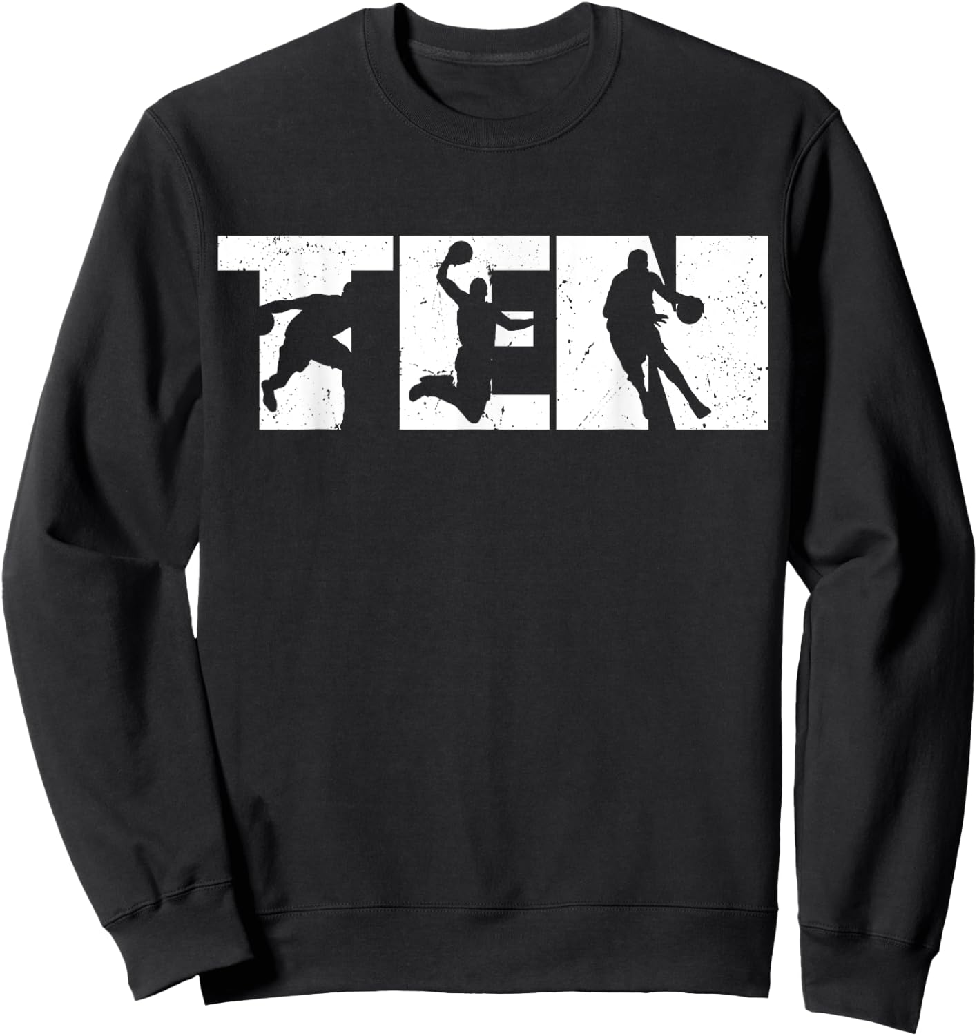 10th Birthday Retro Basketball 10 Years Old Boy Girl Sweatshirt - Sweatshirt | Black