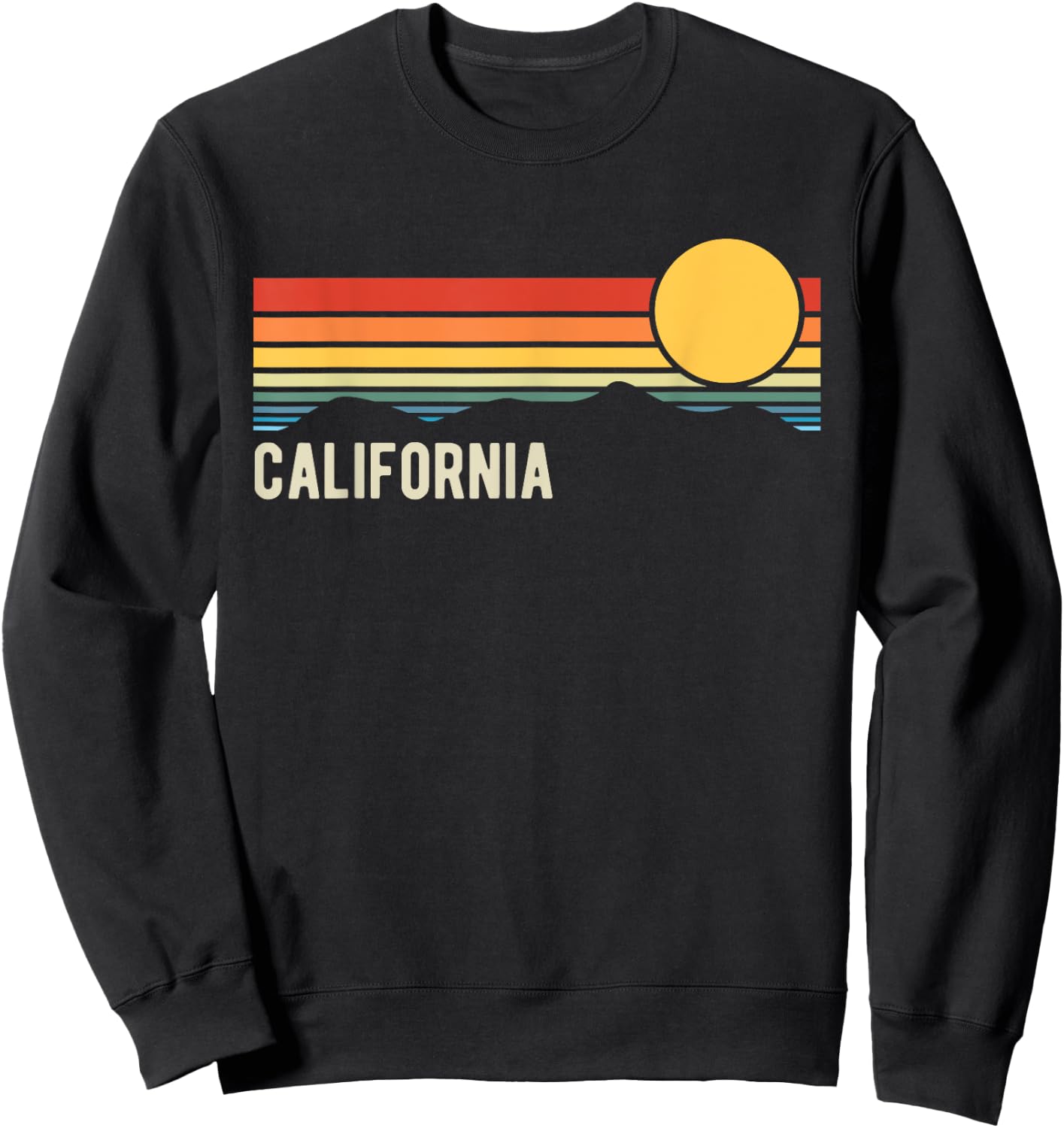 California USA Retro Sunset Style Design Sweatshirt - Sweatshirt | Black