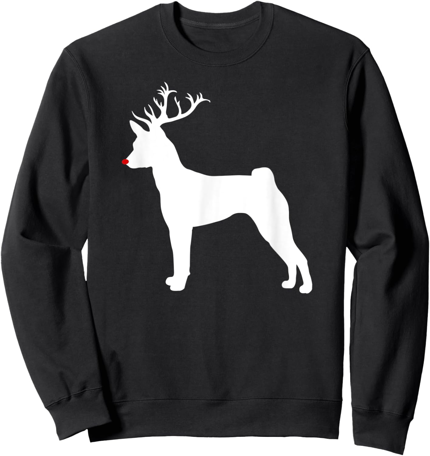Funny Basenji Dog Christmas Reindeer Antlers Xmas Sweatshirt - Sweatshirt | Black