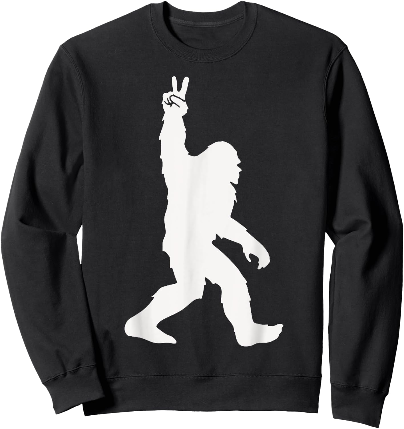 Funny Bigfoot Two Fingers Up For Peace Believers Men Women Sweatshirt - Sweatshirt | Black