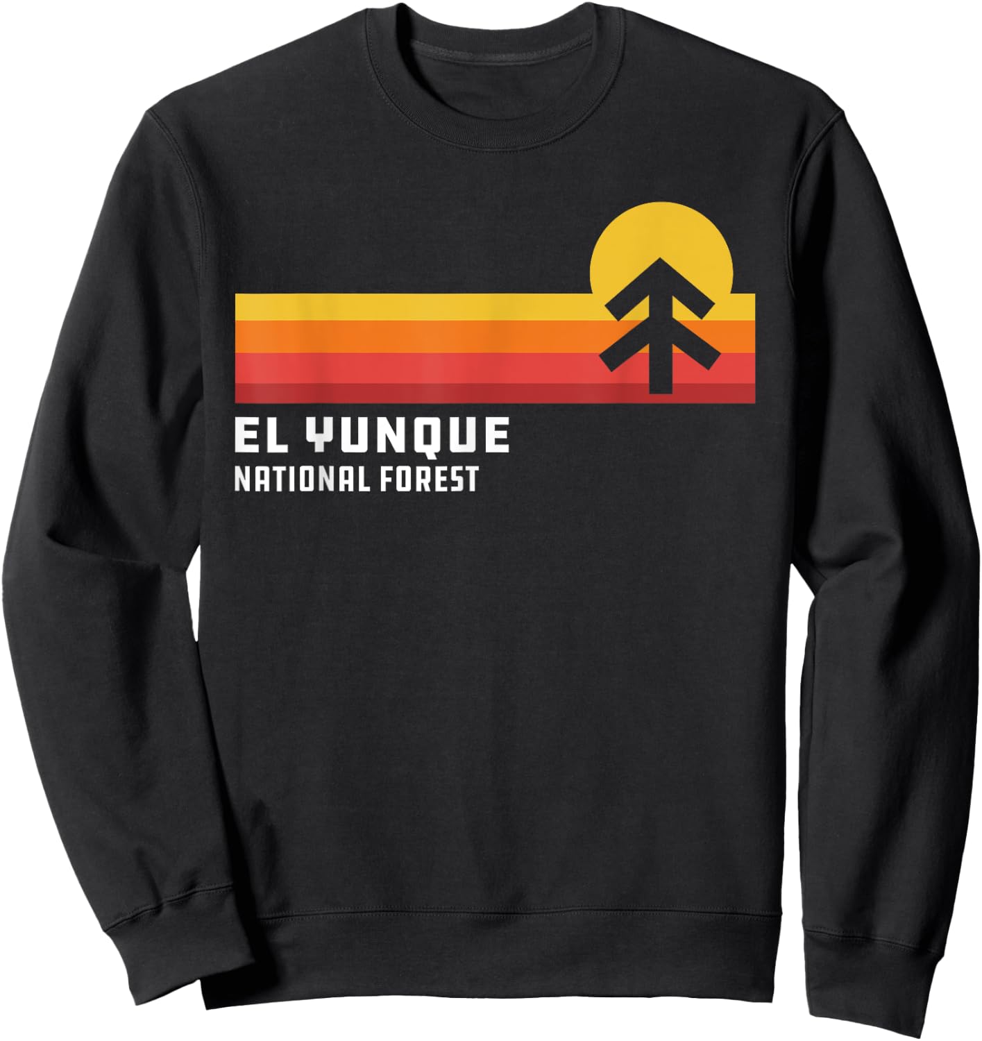 El Yunque National Forest Puerto Rico Retro Style Stripes Sweatshirt - Sweatshirt | Black