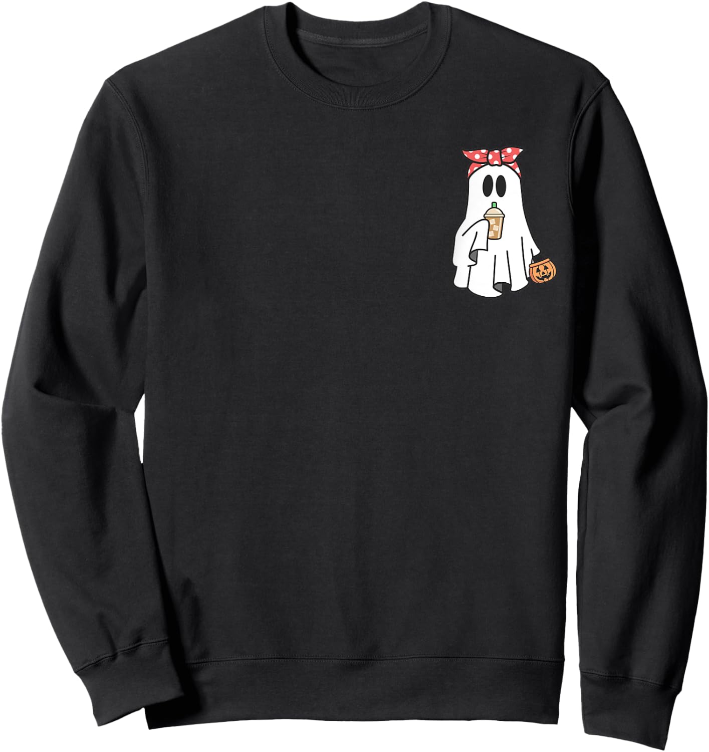 Iced Coffee Ghost Halloween Coffee Lover Spooky Season Women Sweatshirt - Sweatshirt | Black