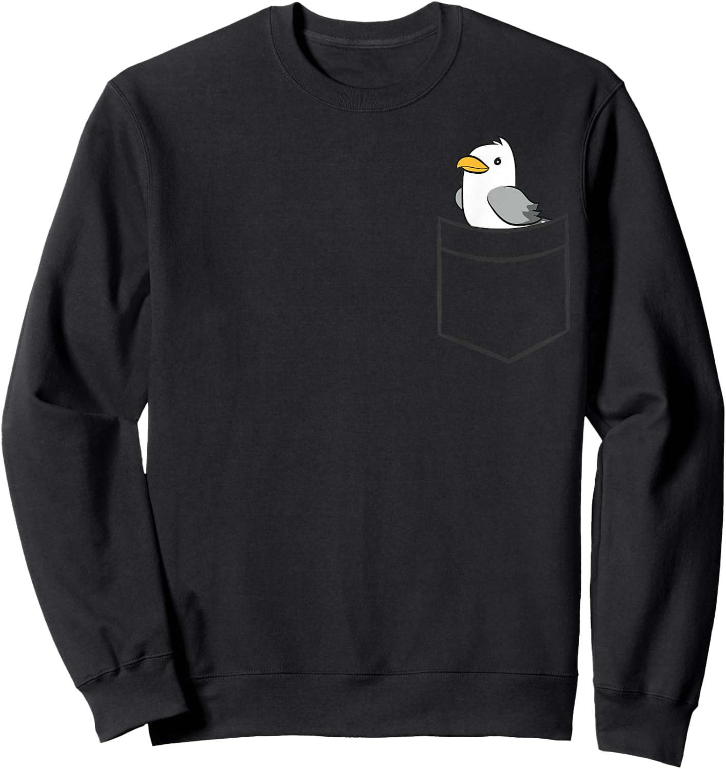 Seagull In a Pocket Cute Sea Gull Bird Sweatshirt - Sweatshirt | Black