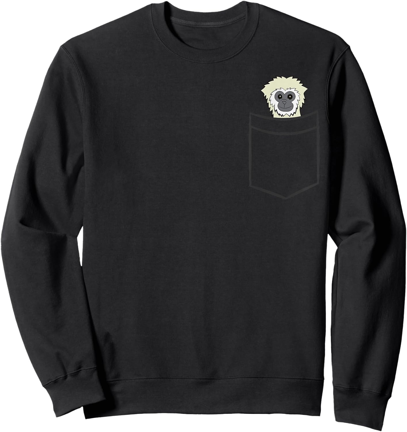 Gibbon Monkey In a Pocket Funny Pocket Gibbon Sweatshirt - Sweatshirt | Black