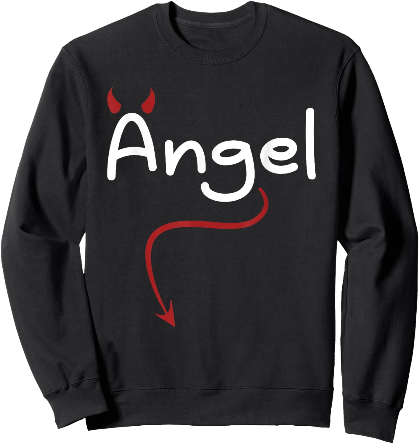 Carnival Costume Devil Angel Couple Love Funny Angel Sweatshirt - Sweatshirt | Black