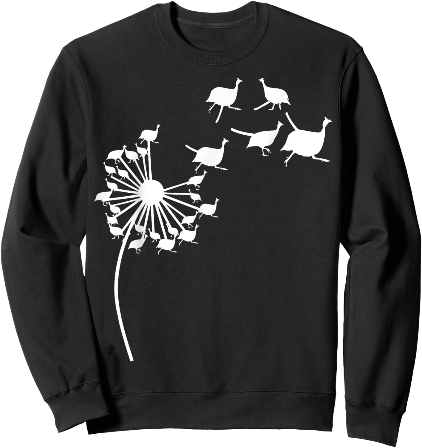 Dandelion Guinea fowl Flower, Floral Guinea fowl Tree Sweatshirt - Sweatshirt | Black